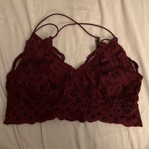 Maroon Buckle lace bralette